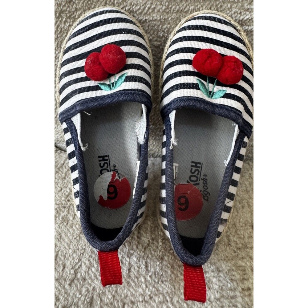 EUC CARTER'S Navy White Stripe Summer Beach CHERRY ACCENTS TODDLER GIRL Sz 6